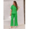 imageImily Bela Womens 2 Piece Outfits Short Sleeve V neck Tops and Wide Leg Pants Sets Loungewear Casual Summer TracksuitsGreen