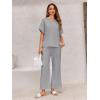 imageImily Bela Womens 2 Piece Outfits Short Sleeve V neck Tops and Wide Leg Pants Sets Loungewear Casual Summer TracksuitsLight Grey