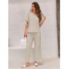 imageImily Bela Womens 2 Piece Outfits Short Sleeve V neck Tops and Wide Leg Pants Sets Loungewear Casual Summer TracksuitsLight Khaki