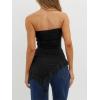 imageImily Bela Womens Asymmetrical Tube Top Strapless Ruffle Hem Slim Fitted Shirts Y2K Going Out TopsBlack