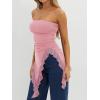 imageImily Bela Womens Asymmetrical Tube Top Strapless Ruffle Hem Slim Fitted Shirts Y2K Going Out TopsPink