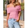 imageImily Bela Womens Off The Shoulder Sweaters Casual Knit Sleeveless Summer Y2K Going Out Tops BlousesPink