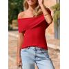 imageImily Bela Womens Off The Shoulder Sweaters Casual Knit Sleeveless Summer Y2K Going Out Tops BlousesRed