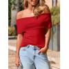 imageImily Bela Womens Off The Shoulder Sweaters Casual Knit Sleeveless Summer Y2K Going Out Tops BlousesRed