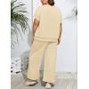 imageImily Bela Womens Plus Size 2 Piece Sets Summer Vacation Outfits Short Sleeve Tops and Wide Leg Pants Matching Lounge SetBeige