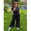 imageImily Bela Womens Plus Size 2 Piece Sets Summer Vacation Outfits Short Sleeve Tops and Wide Leg Pants Matching Lounge SetBlack