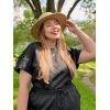 imageImily Bela Womens Plus Size 2 Piece Sets Summer Vacation Outfits Short Sleeve Tops and Wide Leg Pants Matching Lounge SetBlack