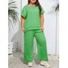 imageImily Bela Womens Plus Size 2 Piece Sets Summer Vacation Outfits Short Sleeve Tops and Wide Leg Pants Matching Lounge SetGreen