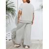 imageImily Bela Womens Plus Size 2 Piece Sets Summer Vacation Outfits Short Sleeve Tops and Wide Leg Pants Matching Lounge SetGrey
