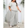 imageImily Bela Womens Plus Size 2 Piece Sets Summer Vacation Outfits Short Sleeve Tops and Wide Leg Pants Matching Lounge SetGrey