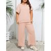 imageImily Bela Womens Plus Size 2 Piece Sets Summer Vacation Outfits Short Sleeve Tops and Wide Leg Pants Matching Lounge SetLight Pink