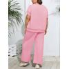 imageImily Bela Womens Plus Size 2 Piece Sets Summer Vacation Outfits Short Sleeve Tops and Wide Leg Pants Matching Lounge SetPink