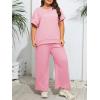 imageImily Bela Womens Plus Size 2 Piece Sets Summer Vacation Outfits Short Sleeve Tops and Wide Leg Pants Matching Lounge SetPink