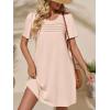 imageImily Bela Womens Summer Casual T Shirt Dress Short Sleeve Crewneck Pleated Front Loose Beach Flowy Mini DressesApricot