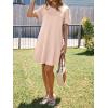 imageImily Bela Womens Summer Casual T Shirt Dress Short Sleeve Crewneck Pleated Front Loose Beach Flowy Mini DressesApricot