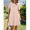 imageImily Bela Womens Summer Casual T Shirt Dress Short Sleeve Crewneck Pleated Front Loose Beach Flowy Mini DressesApricot