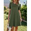imageImily Bela Womens Summer Casual T Shirt Dress Short Sleeve Crewneck Pleated Front Loose Beach Flowy Mini DressesArmy Green