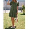 imageImily Bela Womens Summer Casual T Shirt Dress Short Sleeve Crewneck Pleated Front Loose Beach Flowy Mini DressesArmy Green