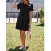 imageImily Bela Womens Summer Casual T Shirt Dress Short Sleeve Crewneck Pleated Front Loose Beach Flowy Mini DressesBlack