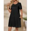 imageImily Bela Womens Summer Casual T Shirt Dress Short Sleeve Crewneck Pleated Front Loose Beach Flowy Mini DressesBlack