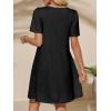 imageImily Bela Womens Summer Casual T Shirt Dress Short Sleeve Crewneck Pleated Front Loose Beach Flowy Mini DressesBlack