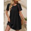 imageImily Bela Womens Summer Casual T Shirt Dress Short Sleeve Crewneck Pleated Front Loose Beach Flowy Mini DressesBlack