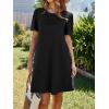 imageImily Bela Womens Summer Casual T Shirt Dress Short Sleeve Crewneck Pleated Front Loose Beach Flowy Mini DressesBlack