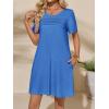 imageImily Bela Womens Summer Casual T Shirt Dress Short Sleeve Crewneck Pleated Front Loose Beach Flowy Mini DressesBlue