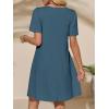 imageImily Bela Womens Summer Casual T Shirt Dress Short Sleeve Crewneck Pleated Front Loose Beach Flowy Mini DressesBluish Gray