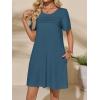 imageImily Bela Womens Summer Casual T Shirt Dress Short Sleeve Crewneck Pleated Front Loose Beach Flowy Mini DressesBluish Gray