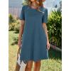 imageImily Bela Womens Summer Casual T Shirt Dress Short Sleeve Crewneck Pleated Front Loose Beach Flowy Mini DressesBluish Gray