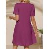imageImily Bela Womens Summer Casual T Shirt Dress Short Sleeve Crewneck Pleated Front Loose Beach Flowy Mini DressesBurgundy