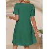 imageImily Bela Womens Summer Casual T Shirt Dress Short Sleeve Crewneck Pleated Front Loose Beach Flowy Mini DressesDark Green