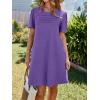 imageImily Bela Womens Summer Casual T Shirt Dress Short Sleeve Crewneck Pleated Front Loose Beach Flowy Mini DressesDark Purple