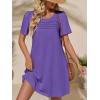 imageImily Bela Womens Summer Casual T Shirt Dress Short Sleeve Crewneck Pleated Front Loose Beach Flowy Mini DressesDark Purple