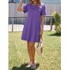 imageImily Bela Womens Summer Casual T Shirt Dress Short Sleeve Crewneck Pleated Front Loose Beach Flowy Mini DressesDark Purple