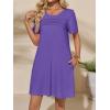 imageImily Bela Womens Summer Casual T Shirt Dress Short Sleeve Crewneck Pleated Front Loose Beach Flowy Mini DressesDark Purple