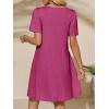 imageImily Bela Womens Summer Casual T Shirt Dress Short Sleeve Crewneck Pleated Front Loose Beach Flowy Mini DressesFuchsia