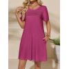 imageImily Bela Womens Summer Casual T Shirt Dress Short Sleeve Crewneck Pleated Front Loose Beach Flowy Mini DressesFuchsia