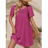 imageImily Bela Womens Summer Casual T Shirt Dress Short Sleeve Crewneck Pleated Front Loose Beach Flowy Mini DressesFuchsia