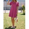 imageImily Bela Womens Summer Casual T Shirt Dress Short Sleeve Crewneck Pleated Front Loose Beach Flowy Mini DressesFuchsia