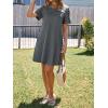 imageImily Bela Womens Summer Casual T Shirt Dress Short Sleeve Crewneck Pleated Front Loose Beach Flowy Mini DressesGrey