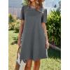 imageImily Bela Womens Summer Casual T Shirt Dress Short Sleeve Crewneck Pleated Front Loose Beach Flowy Mini DressesGrey