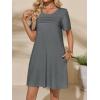 imageImily Bela Womens Summer Casual T Shirt Dress Short Sleeve Crewneck Pleated Front Loose Beach Flowy Mini DressesGrey