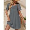 imageImily Bela Womens Summer Casual T Shirt Dress Short Sleeve Crewneck Pleated Front Loose Beach Flowy Mini DressesGrey