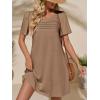 imageImily Bela Womens Summer Casual T Shirt Dress Short Sleeve Crewneck Pleated Front Loose Beach Flowy Mini DressesKhaki
