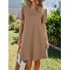 imageImily Bela Womens Summer Casual T Shirt Dress Short Sleeve Crewneck Pleated Front Loose Beach Flowy Mini DressesKhaki