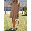 imageImily Bela Womens Summer Casual T Shirt Dress Short Sleeve Crewneck Pleated Front Loose Beach Flowy Mini DressesKhaki