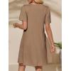 imageImily Bela Womens Summer Casual T Shirt Dress Short Sleeve Crewneck Pleated Front Loose Beach Flowy Mini DressesKhaki