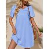 imageImily Bela Womens Summer Casual T Shirt Dress Short Sleeve Crewneck Pleated Front Loose Beach Flowy Mini DressesLight Blue